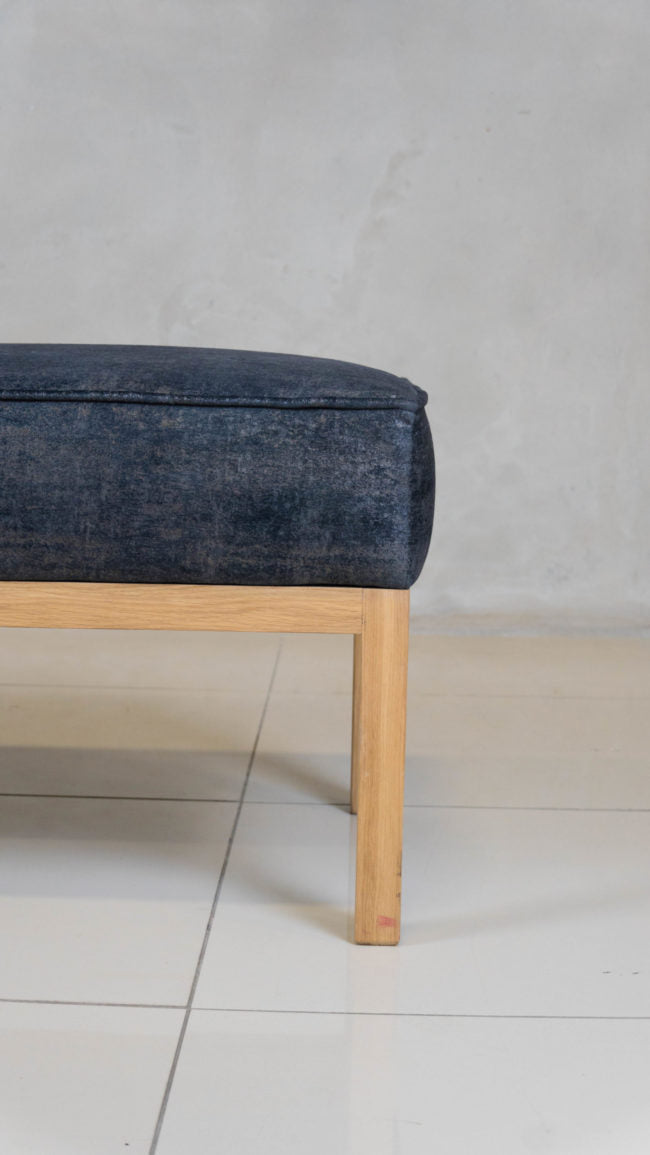 Upholstered oak frame bench, perfect for modern bedrooms.