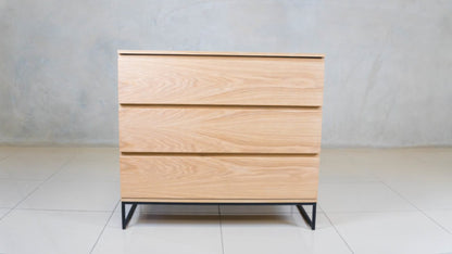 Naked Chest of Drawers with natural oak veneer finish.
