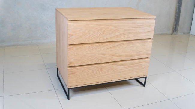 Naked Chest of Drawers with natural oak veneer finish.