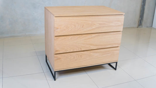 Naked Chest of Drawers with natural oak veneer finish.