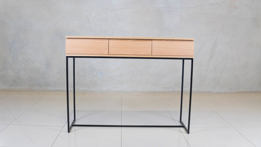Naked Server with oak veneer top and black steel frame.

