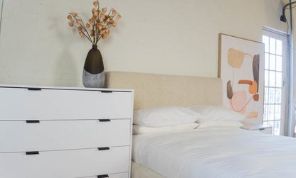Trendy Upholstered Bed Set with customizable options, ideal for modern bedroom décor.
