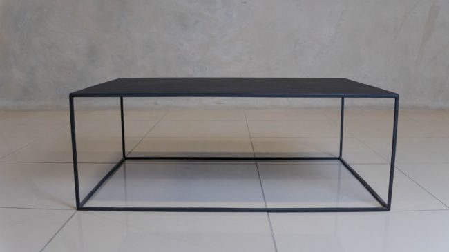 Sleek epoxy-coated steel Corretto Table with modern dimensions for versatile use.